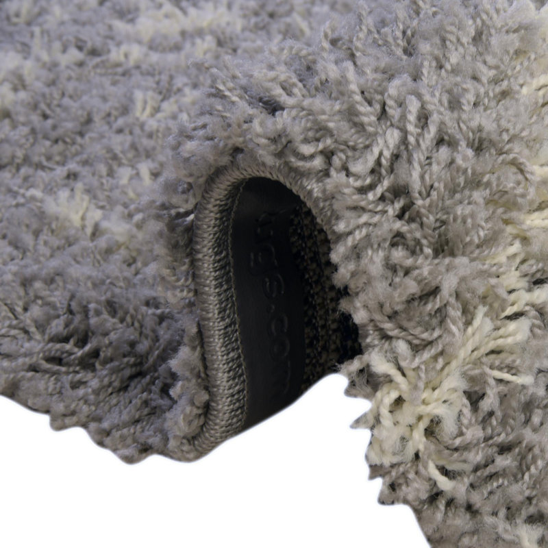 Tapis à poil long gris treillis Griego, Rond 10pi