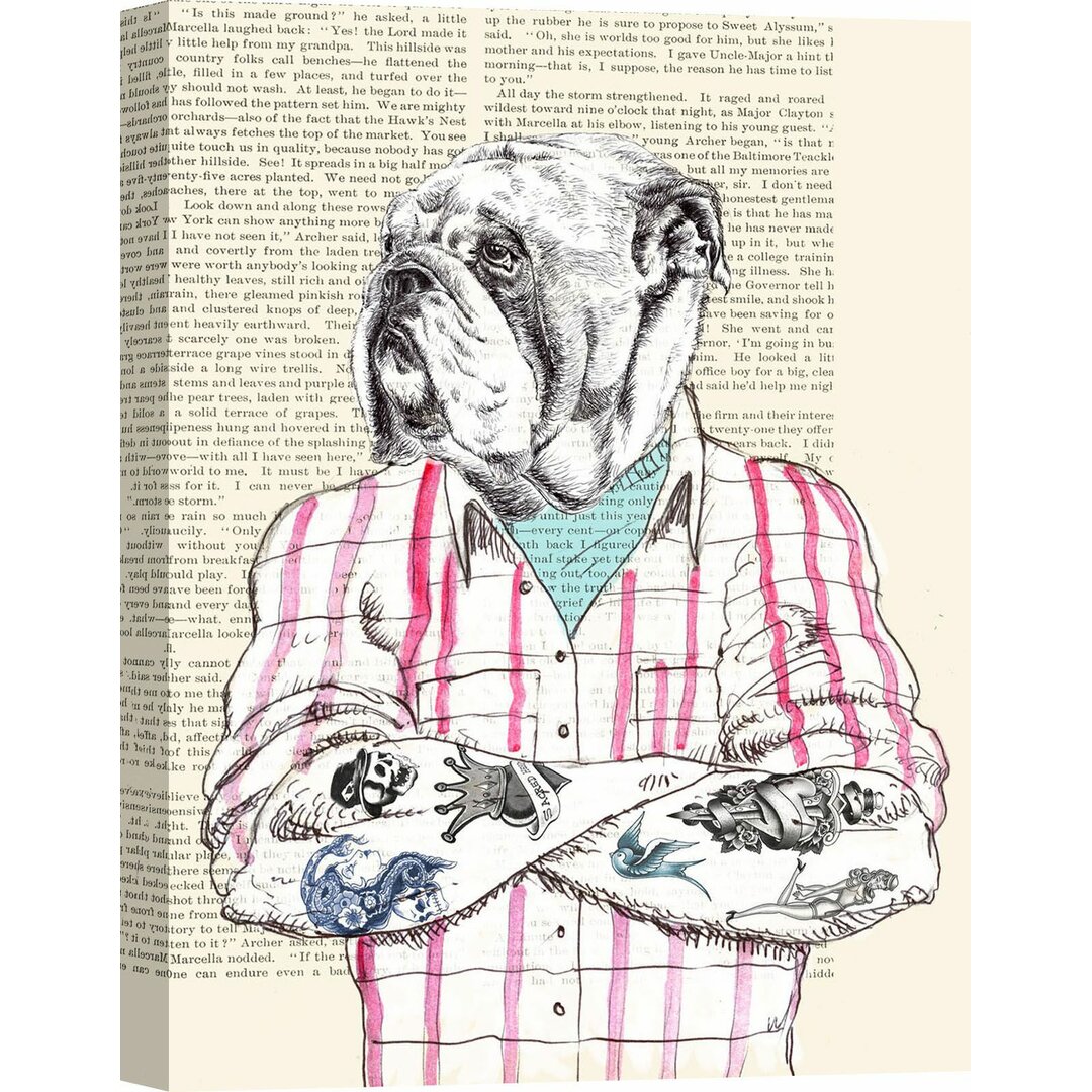 'Hipster Socialite Bulldogge' von Matt Spencer - Grafikdruck