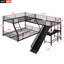 Lit superposé simple au-dessus de L en forme de L avec lit mezzanine simple, bureau intégré et glissade, noir