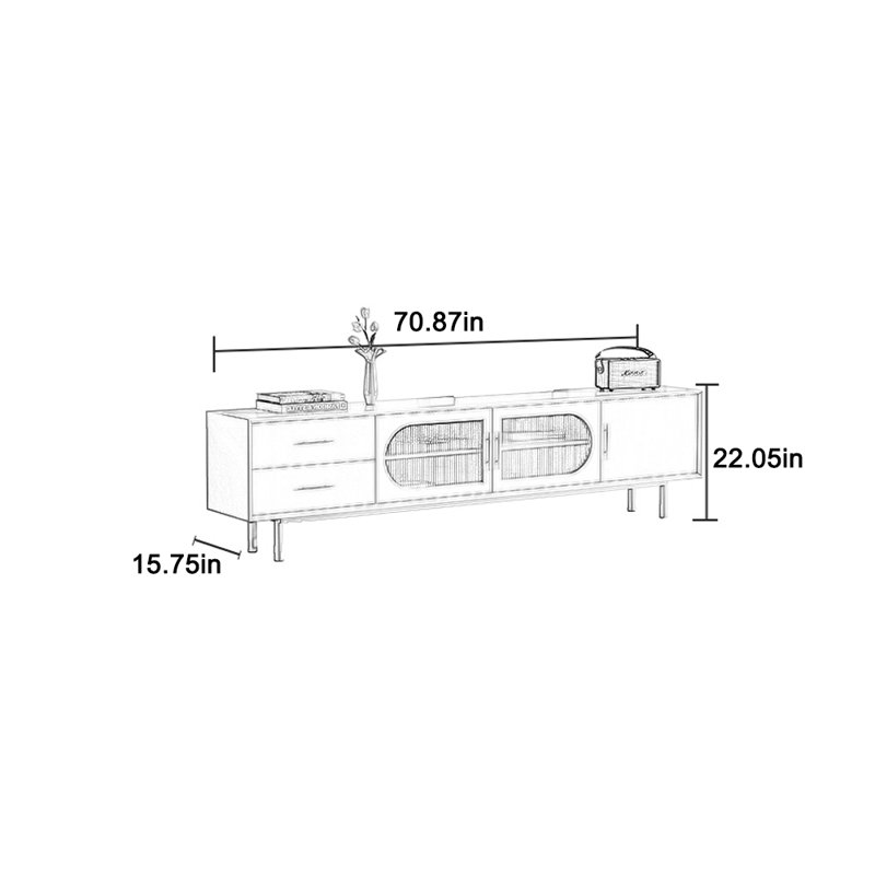 Green paint for spacious TV cabinet, 70.87"