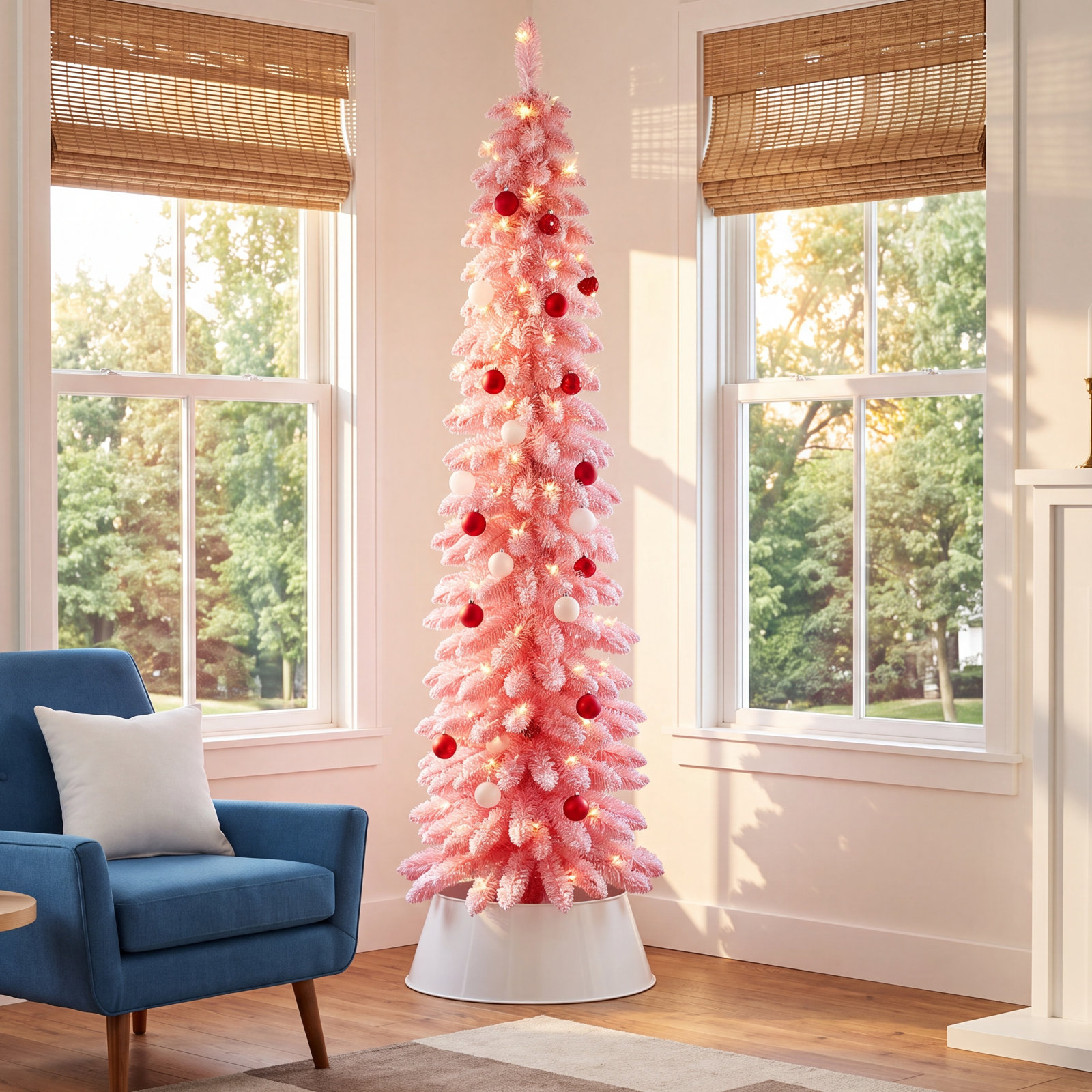 Gwendia Lighted Artificial Pine Christmas Tree, 7'