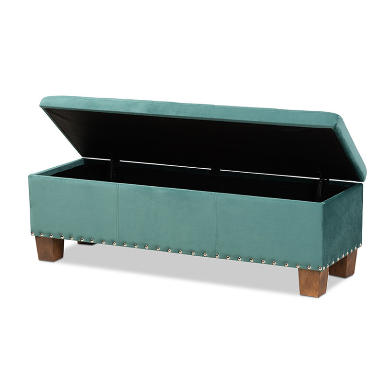 Banc de rangement avec repose-pieds Llewellyn, Bleu sarcelle