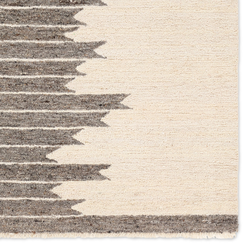 Lexxi Tufted Striped Ivory/Brown Area Rug (6'X9'), Rectangle 6' x 9'