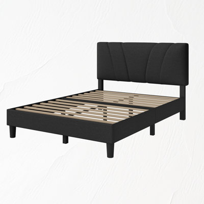 Lit plateforme tapissier Nihal avec tête de lit réglable