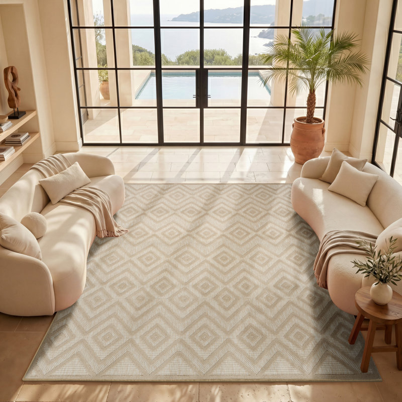 Tapis intérieur / extérieur à motif géométrique Klowie, Rectangle 8 pi x 10 pi