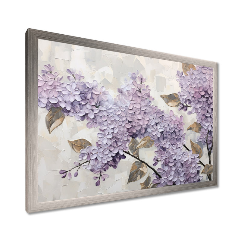«Beautiful Lilac Dreamscape I», art mural lilas, H 24 po x l 32 po x P 1 po, Cadre simple argenté