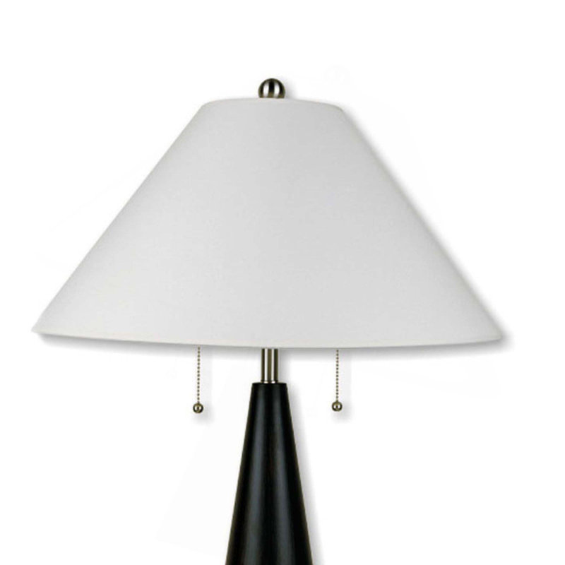 Lampe de table de 28 po en métal avec finition noire, abat-jour en lin blanc