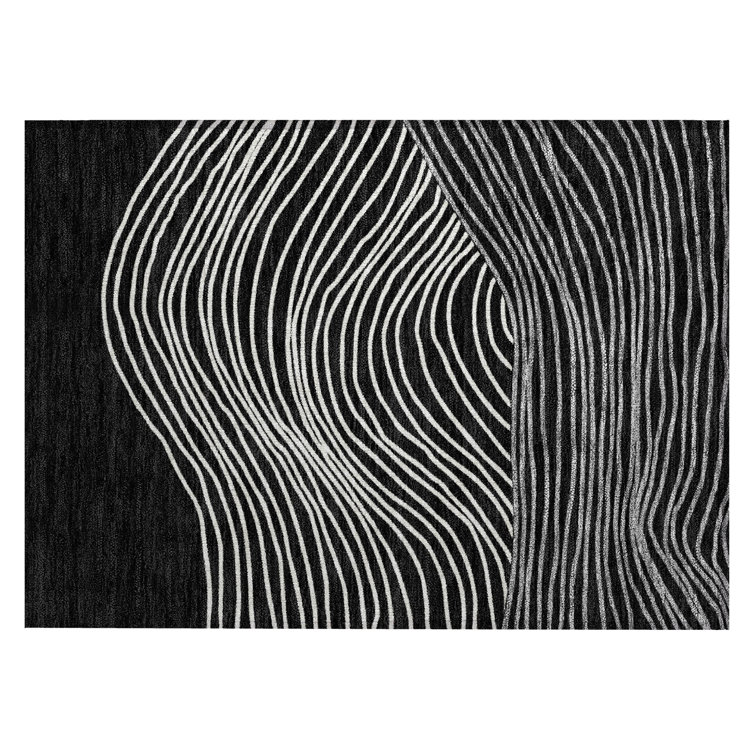 Machine Washable Indoor/Outdoor Buster ACN2350 Stripes Rug