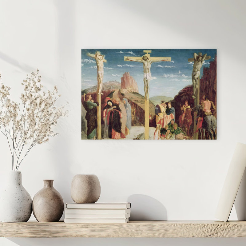 Calvaire, d'après une peinture d'Andrea Mantegna, estampe d'art mural contemporain abstrait, H 12 po x l 18 po