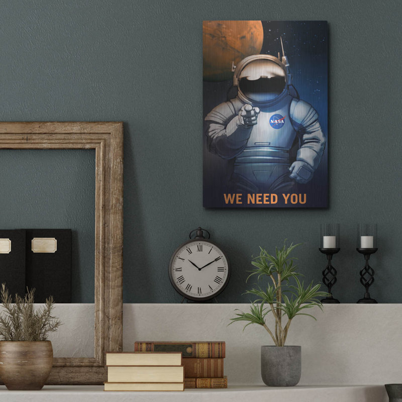 Art mural en métal «Mars Explorer Series: We Need You», H 16 po x l 12 po