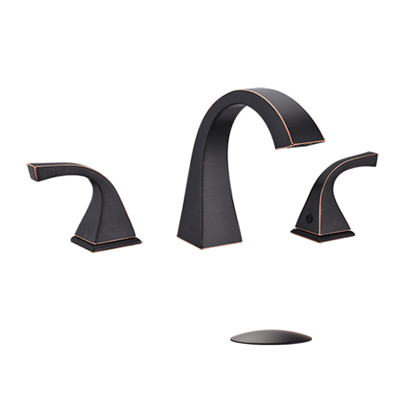 2-handle Bathroom Faucet with Drain Assembly, Rubbed Bronze, With Drain Assembly