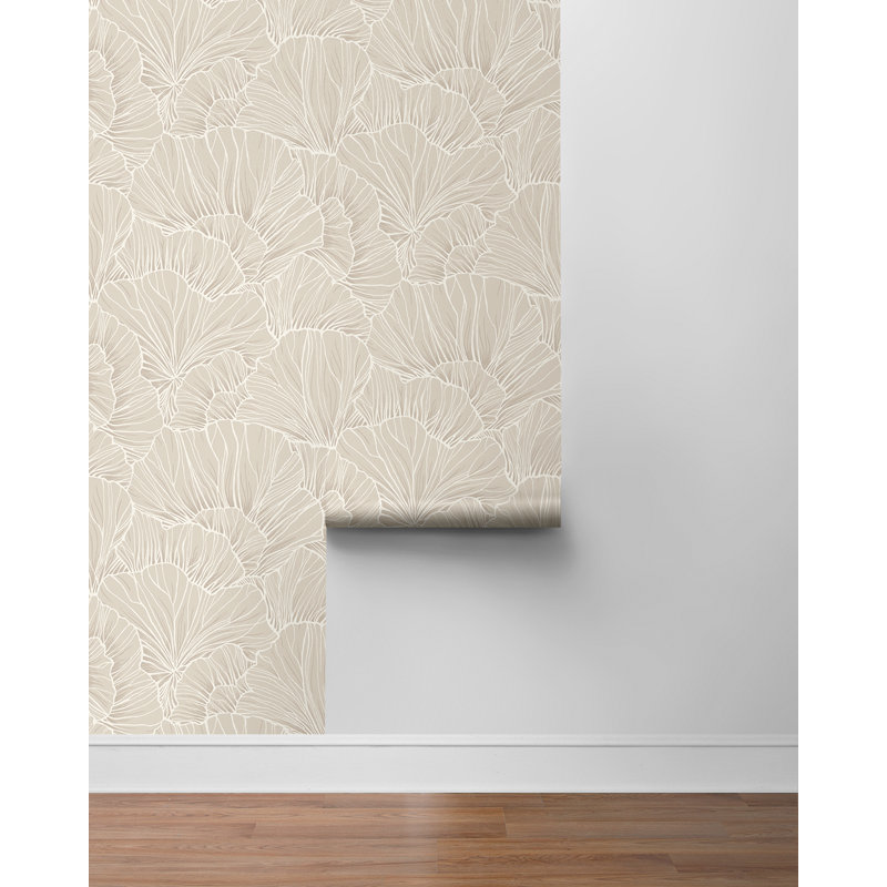  Frosted Linen Coral Way Peel And Stick Wallpaper, Latte