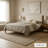 Lunaris Mid-Century Solid Wood Queen Platform Bed With Upholstered Headboard-1080637318