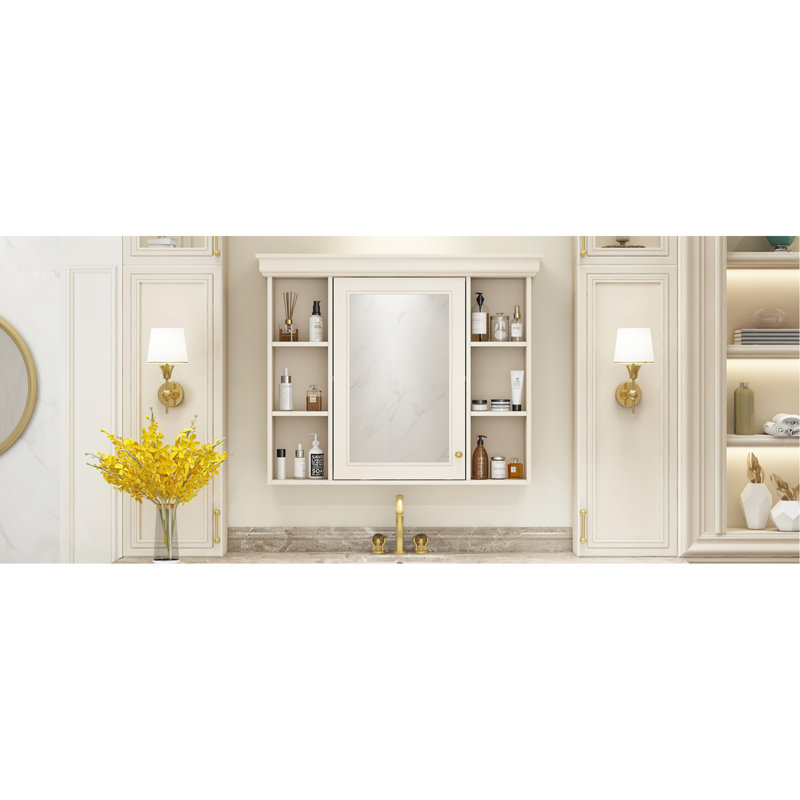 Bathroom Storage Cabinet, 28.74" H x 35.5" W x 7.16" D, Beige