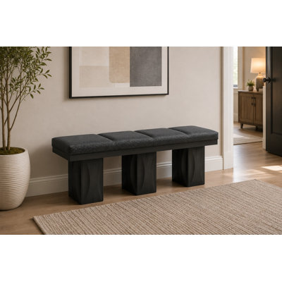 Banc de salle à manger Laronda avec assise rembourrée et base en bois, conception rectangulaire moderne