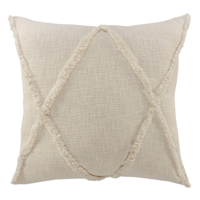 Housse de coussin 100% coton tissée à la main, Carré H 20 po x l 20 po, Naturel, polyester