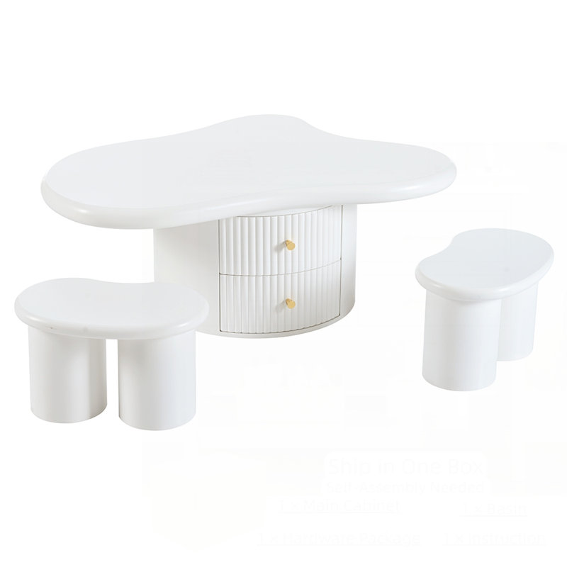 Ensemble de tables basses de forme irrégulière avec tiroirs Cloud