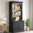 GrainHaven 83.4" Tall Bookshelf with 3-Piece LED Lighting, Modern Bookcase with Sliding Doors & Open Shelves, Black Storage Bookshelf with Drawer for Living Room & Home Office