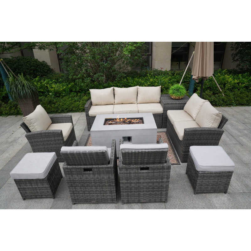 10 - Person Patio Conversation Set with Cushions