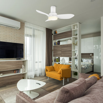 36" Elaise 3-Blade LED Flush Mount Ceiling Fan with Light