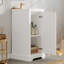 Meuble-lavabo de 16 po avec lavabo en céramique, ensemble de meuble-lavabo simple autoportant avec porte à fermeture douce, tablette réglable, style français