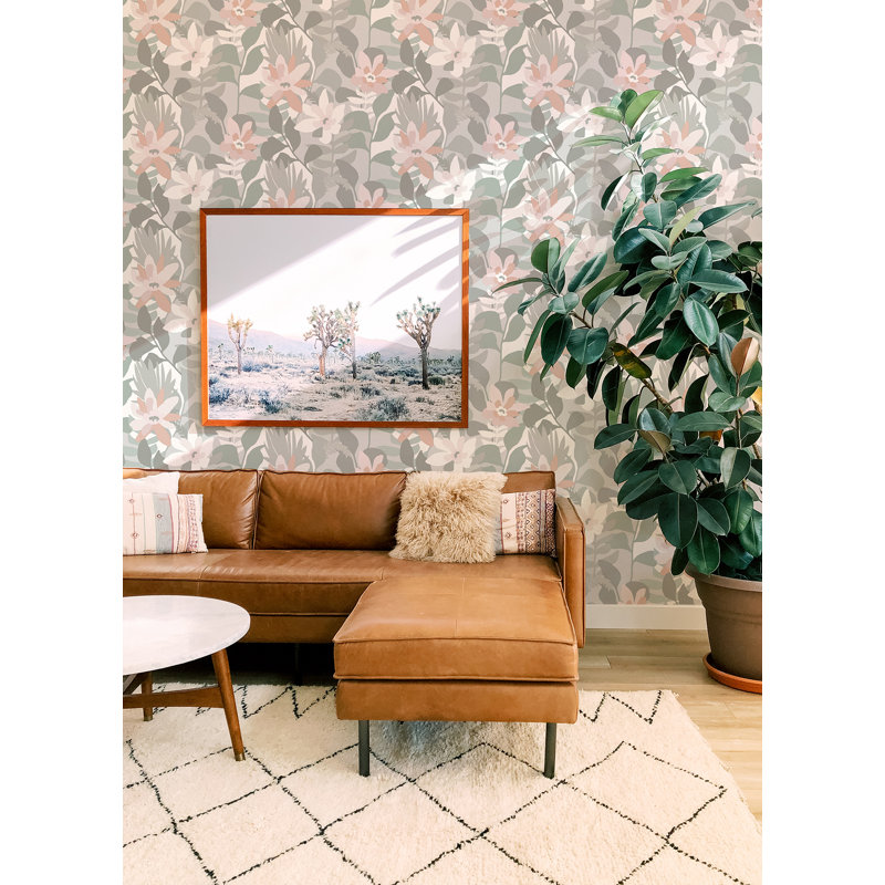 Floral Wallpaper Roll, Gray