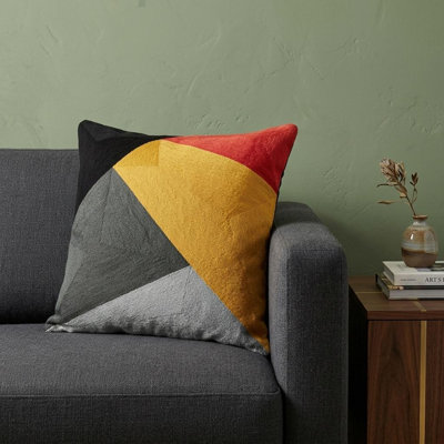 Parkland Collection Zefro Gray Geometric 20" x 20" Embroidered Decorative Throw Pillow