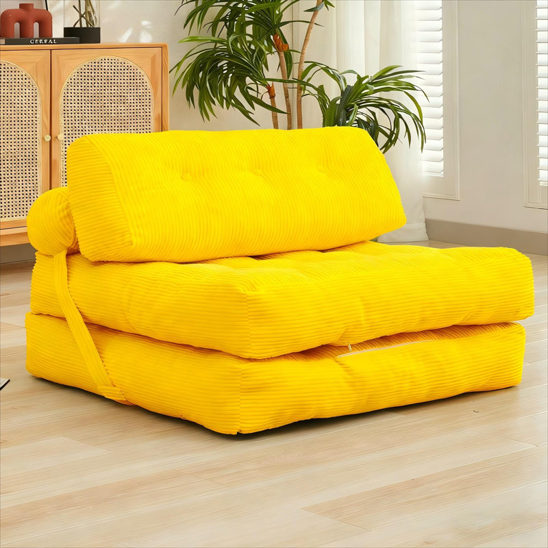 Ebern Designs Folding Sofa Bed, Convertible Sleeper Chair With Pillow & Back Support, Portable Fold Out Chair Bed, Comfy Floor Sofa Lounge, Lazy Sofa For Dorm/living Room/office/apartment, Single