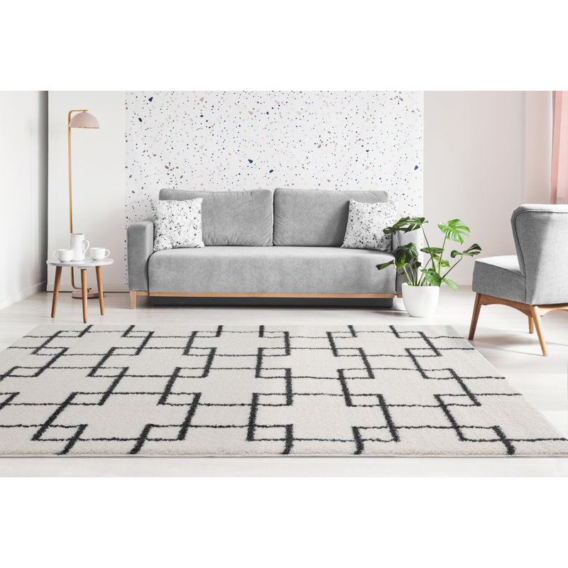 Tapis de zone crème aaru poils longs McCaysville, Rectangle 3 pi 3 po x 4 pi 11 po