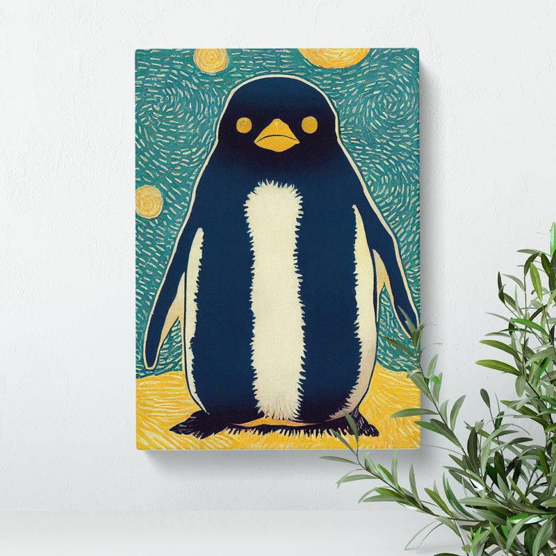 XC1022-3496X Penguin Painting - Wrapped Canvas Print, 50cm H x 35cm W x 2cm D
