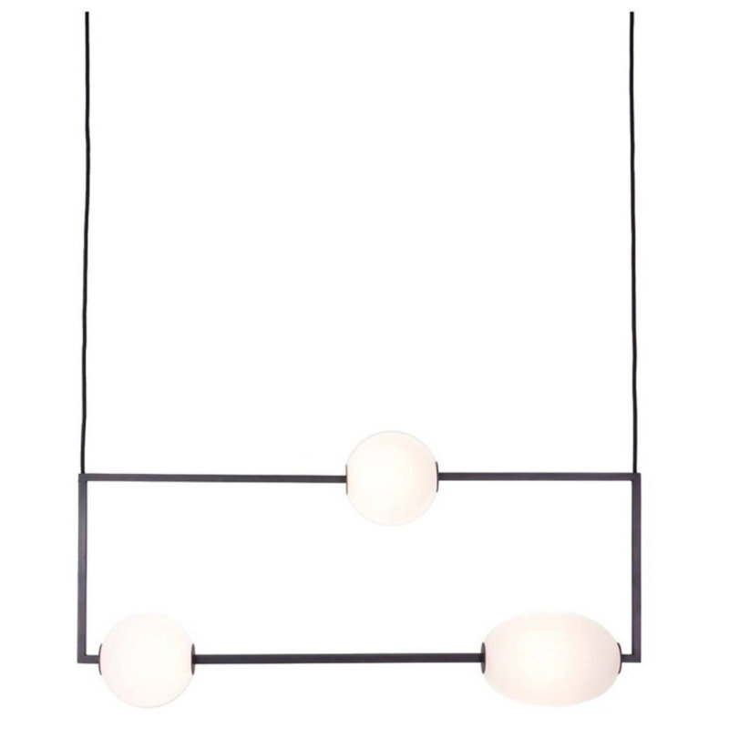 Luminaire suspendu en laiton Alan Mizrahi Art Deco Miro, Fumée, 24” Width x 6” Depth x 12” Height, Chrome poli