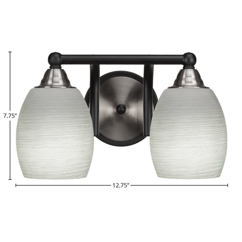 Michell 2-Light Bath Bar, Matte Black/Brushed Nickel