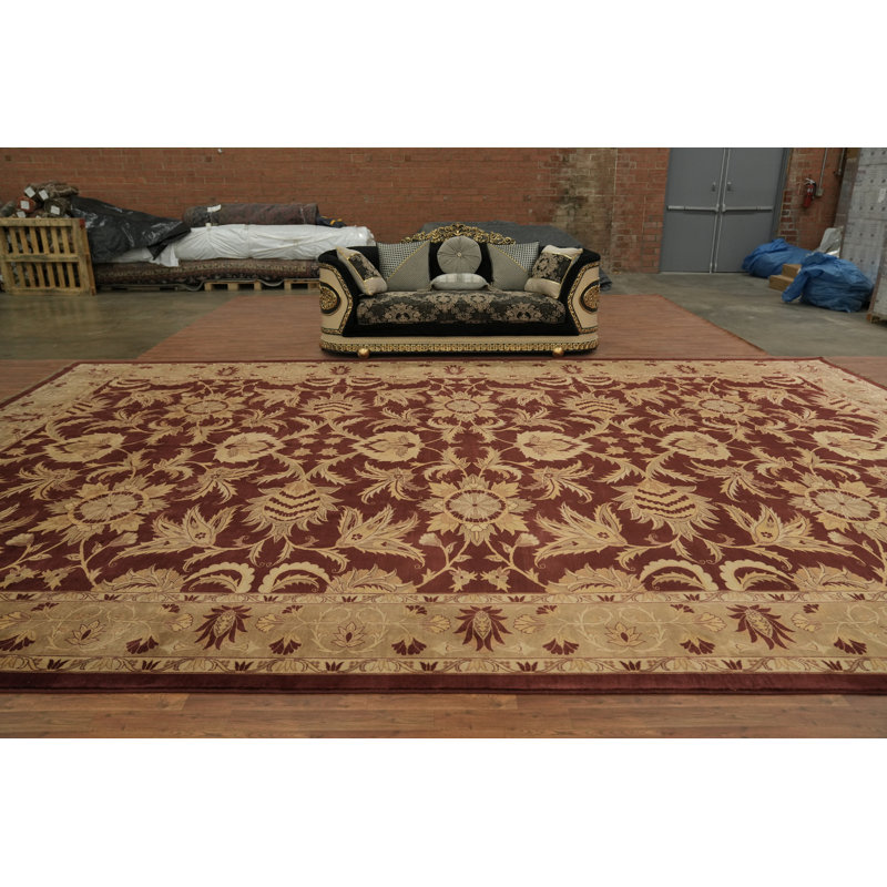 Tapis traditionnel élégant brun clair Zeigler 14 x 21 Elegant Maroon