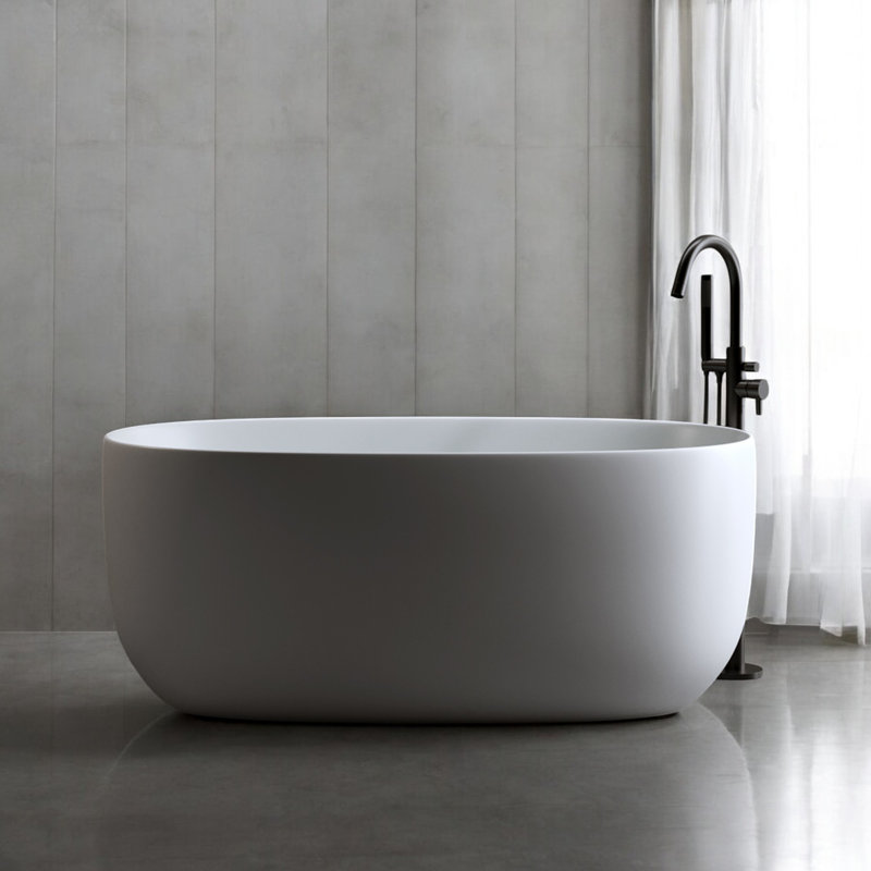 51'' X 25.6'' Freestanding Solid Surface Stone Resin Soaking Bathtub