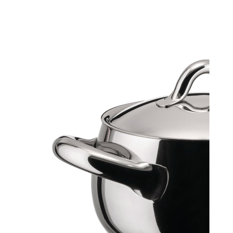 Small Mirror Polished Stainless Steel Casserole with Handles