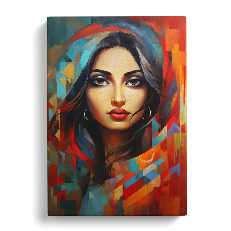 Indian Woman Expressionism - Print on Canvas, 60cm H x 40cm W x 3cm D