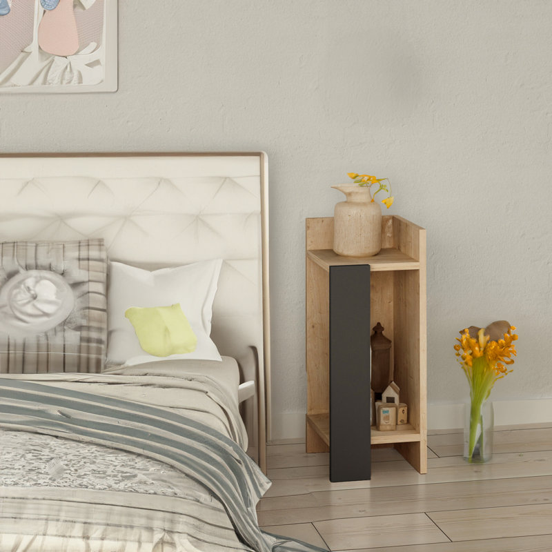 Table de chevet Kaline en gris, Beige/Black