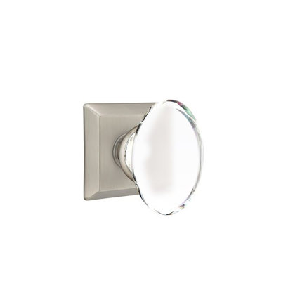 Ensemble de boutons d'intimité Emtek avec rosette Quincy et bouton en verre Hampton