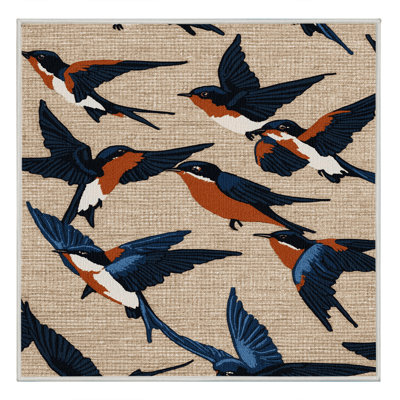 Washable Barn Swallow Birds Area Rug