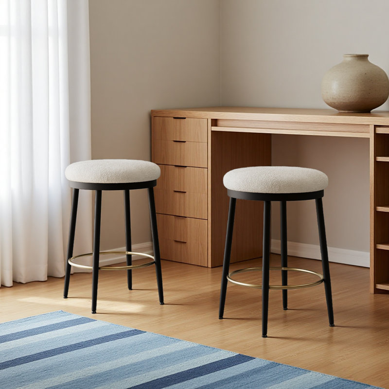 Ensemble de 2 tabourets de comptoir 24,75 po, tabourets de comptoir avec structure en fer, coussin éponge, repose-pieds