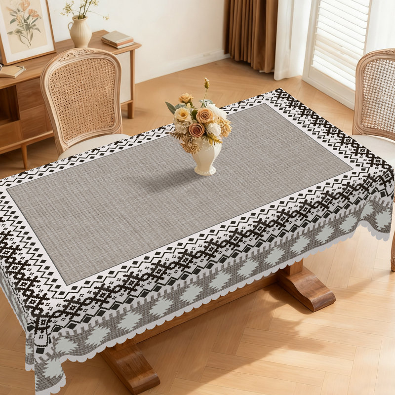 Nappe géométrique, motif à losanges gris minimaliste, nappe rectangulaire lavable, parfaite pour les repas à l'intérieur et les réunions de famille