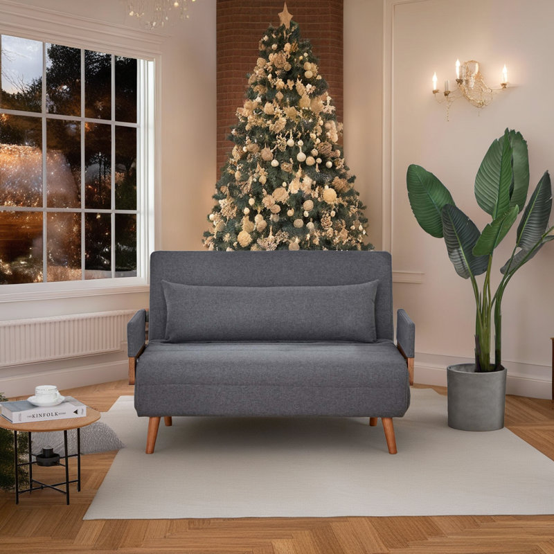 Canapé-lit polyvalent 3 en 1 - conception convertible ultra-large avec tissu en lin de qualité supérieure et charnières silencieuses