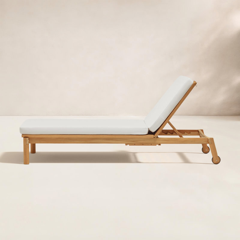 Haven Outdoor Teak Chaise Lounge, Sunbrella Canvas