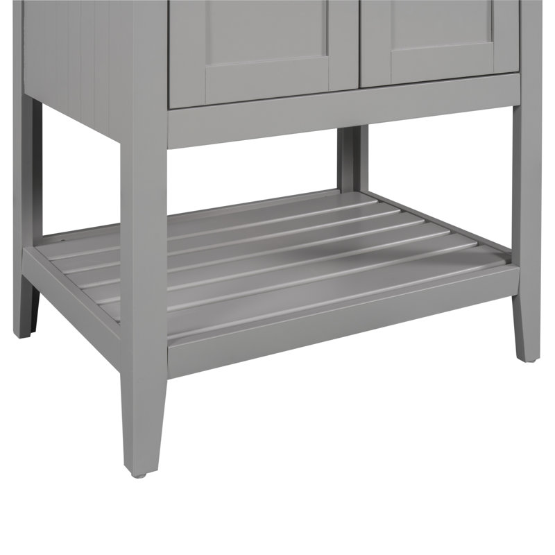 Meuble-lavabo 24 po avec lavabo en céramique, Gris