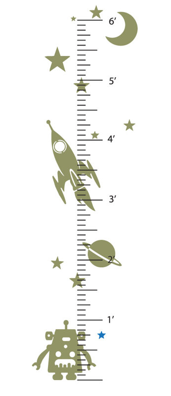 Décalcomanie murale espace robot de croissance, Olive