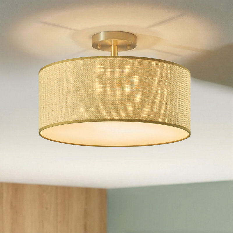 Yaretzi 3 - Light Semi Flush Mount, 7.5" H x 18" W x 18" D, Brushed Brass