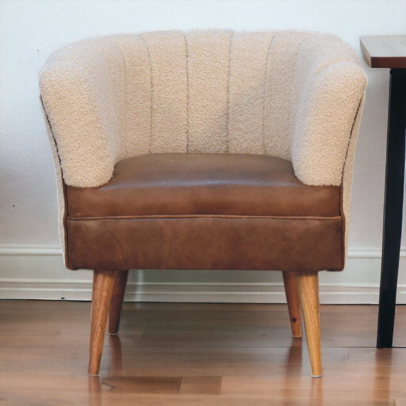 Bettye Upholstered Boucle Barrel Chair