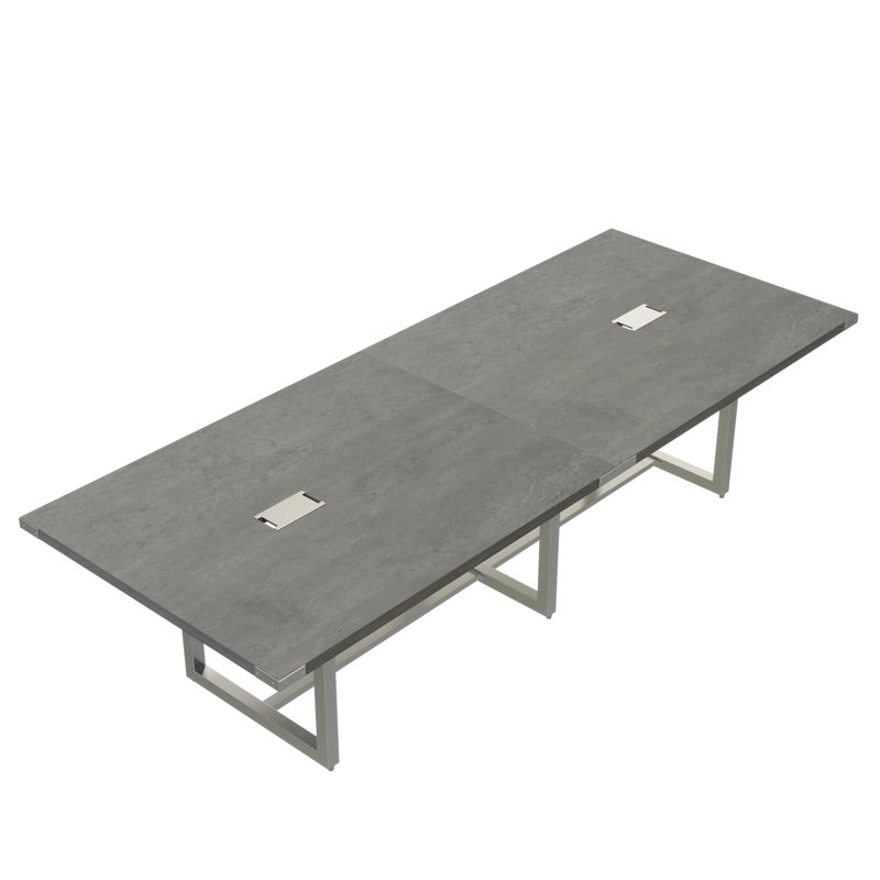 Table de conférence rectangulaire Mirella, H 29,5 po x L 144 po x P 47,25 po, Gris pierre, Gris