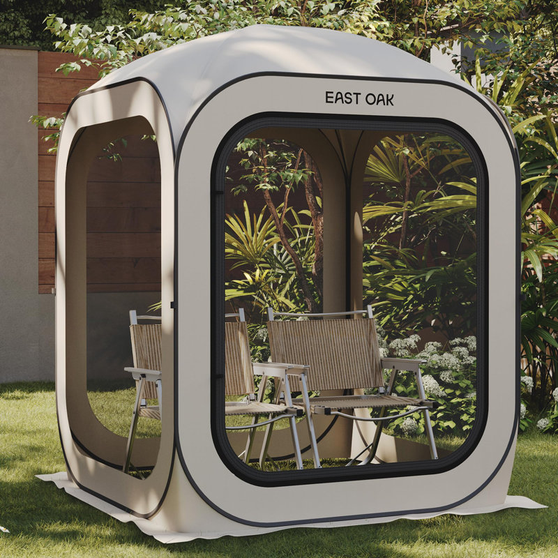 Beige 4x4 Ft Carbon Steel Pop-Up Screen House Tent