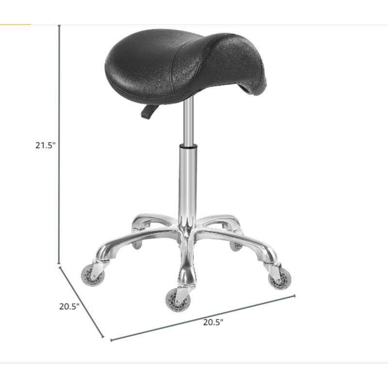 Saddle Stool, 21.5" H x 20.5" W x 20.5" D, Black